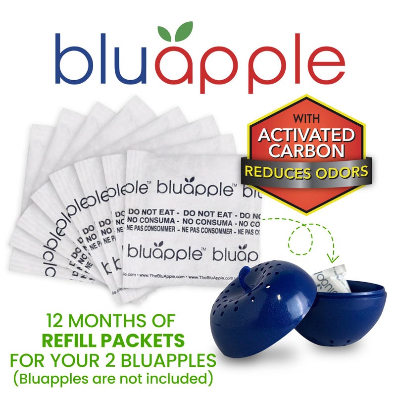 Bluapple Produce Saver Ethylene Gas Absorber 1 Year Refill Kit with Activated Carbon - 8 Packets (9 Grams Classic + 4 Grams of Carbon Each) - Keeps Fruits & Vegetables Fresher Longer, Produce Storage - Image 4