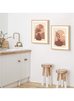 Art Decor Art Decor Framed Fine Art Portrait Print of Boho Neutral Tones Minimalist Wall Décor Set of 2 for Home Living Room Office  - Image 2