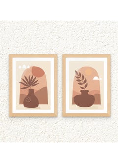 Art Decor Art Decor Framed Fine Art Portrait Print of Boho Neutral Tones Minimalist Wall Décor Set of 2 for Home Living Room Office  - Image 1