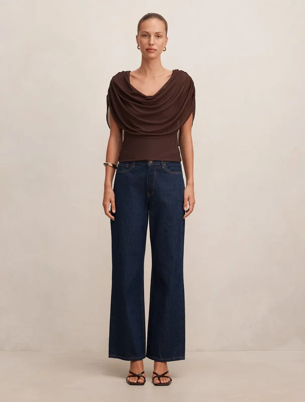 فورايفر نيو Olivia Draped Mesh Cape Top