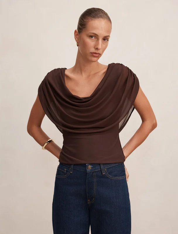 فورايفر نيو Olivia Draped Mesh Cape Top