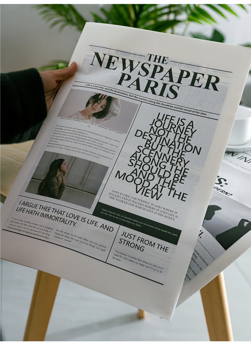 Harse 4pcs English Newspaper Photography Props Fashion Clothing Home Decor Food Photography Background Props Flower Wrapping Paper Atmosphere Decoration  - Image 1