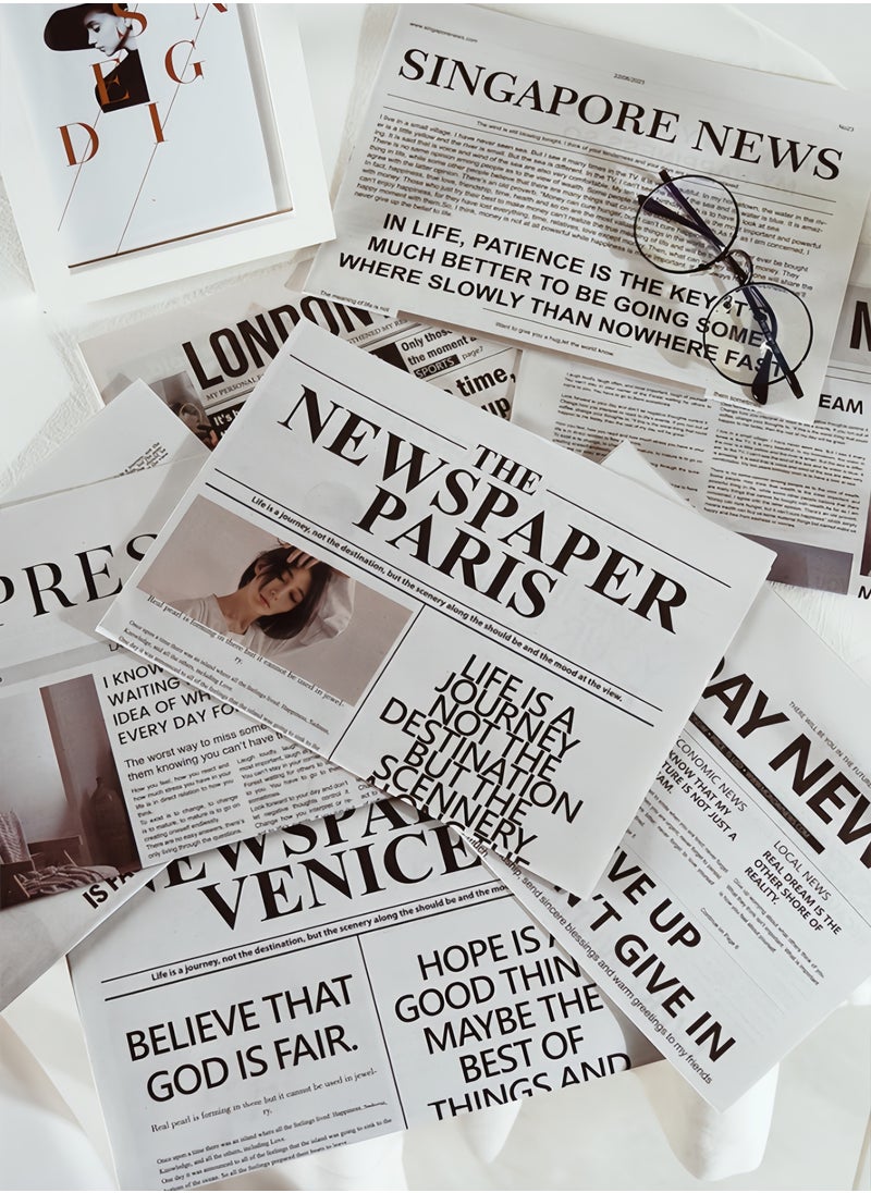 Harse 4pcs English Newspaper Photography Props Fashion Clothing Home Decor Food Photography Background Props Flower Wrapping Paper Atmosphere Decoration  - Image 2