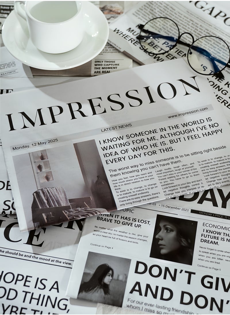 Harse 4pcs English Newspaper Photography Props Fashion Clothing Home Decor Food Photography Background Props Flower Wrapping Paper Atmosphere Decoration  - Image 3