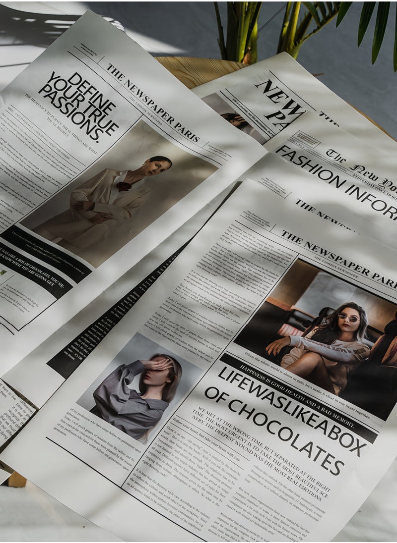 Harse 4pcs English Newspaper Photography Props Fashion Clothing Home Decor Food Photography Background Props Flower Wrapping Paper Atmosphere Decoration  - Image 4