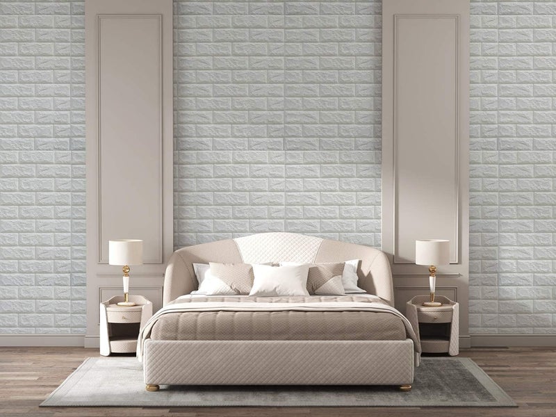 SPECULO 3D White Brick Wallpaper - Self Adhesive Pe Foam Brick Design 3D Wall Stickers/Diy Wallpaper For Home Hotel Living Room Bedroom & Café ( 70 X 77 Cm, Appx. 5.8Sq Feet) White (Pack Of 20) - Image 4