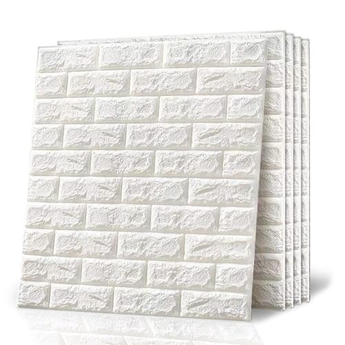 SPECULO 3D White Brick Wallpaper - Self Adhesive Pe Foam Brick Design 3D Wall Stickers/Diy Wallpaper For Home Hotel Living Room Bedroom & Café ( 70 X 77 Cm, Appx. 5.8Sq Feet) White (Pack Of 20) - Image 1