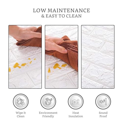 SPECULO 3D White Brick Wallpaper - Self Adhesive Pe Foam Brick Design 3D Wall Stickers/Diy Wallpaper For Home Hotel Living Room Bedroom & Café ( 70 X 77 Cm, Appx. 5.8Sq Feet) White (Pack Of 20) - Image 5