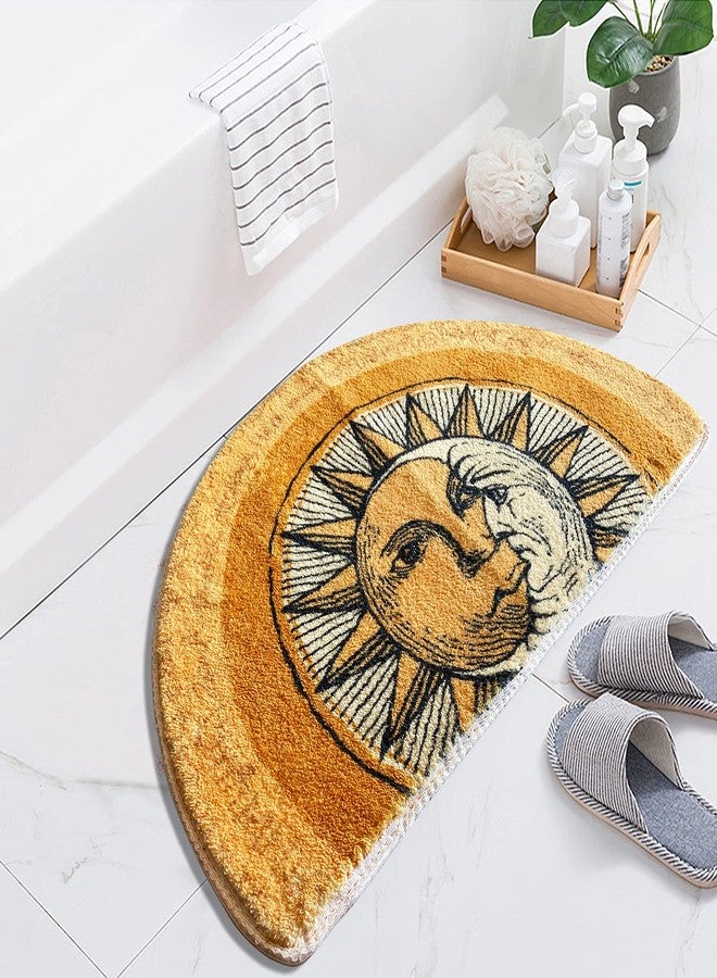 WERGHJ Half Round Door Mat, Semi Circle Bathroom Floor Rug, Tarot Sun Moon Welcome Entrance Way Mat, Non-Slip Absorbent Microfiber Tufted Indoor Rug for Kitchen Living Room - Image 3