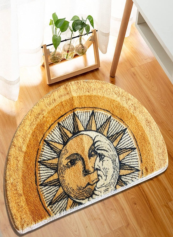 WERGHJ Half Round Door Mat, Semi Circle Bathroom Floor Rug, Tarot Sun Moon Welcome Entrance Way Mat, Non-Slip Absorbent Microfiber Tufted Indoor Rug for Kitchen Living Room - Image 2