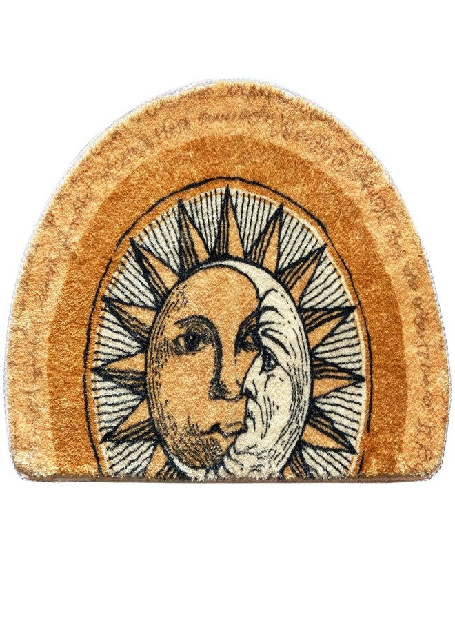 WERGHJ Half Round Door Mat, Semi Circle Bathroom Floor Rug, Tarot Sun Moon Welcome Entrance Way Mat, Non-Slip Absorbent Microfiber Tufted Indoor Rug for Kitchen Living Room - Image 1