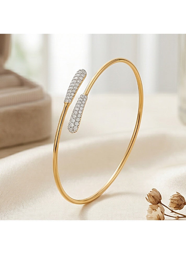 BAFLEH JEWELLERY Designer Natural Diamond Bangle in 18K Gold Finish - Image 1
