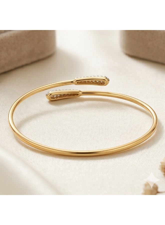 BAFLEH JEWELLERY Designer Natural Diamond Bangle in 18K Gold Finish - Image 4