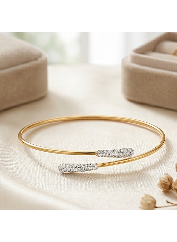 BAFLEH JEWELLERY Designer Natural Diamond Bangle in 18K Gold Finish - Image 5