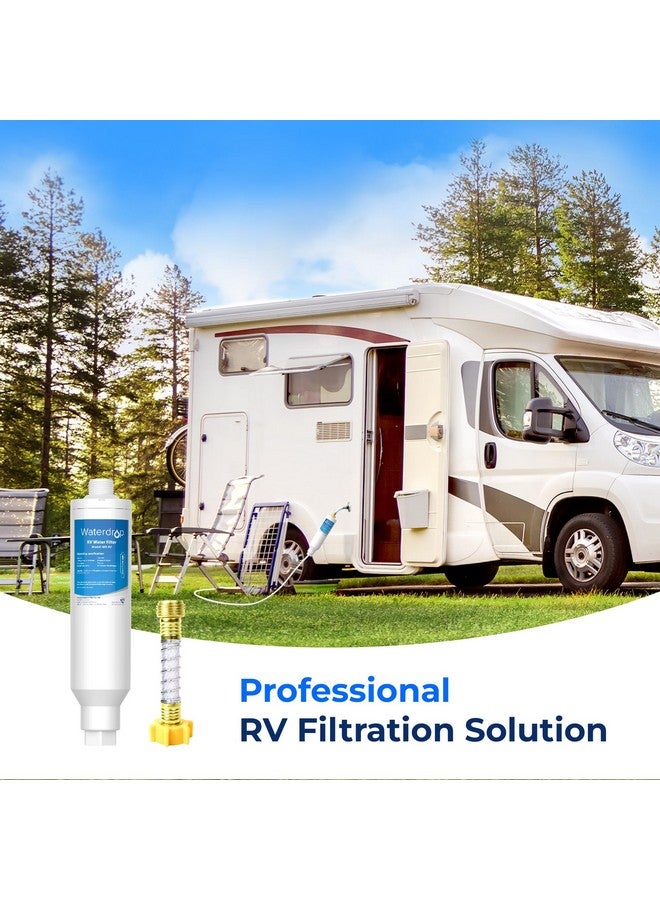 ووتر دروب فلتر مياه Waterdrop RV، معتمد من NSF، يقلل من الكلور والطعم السيئ والرائحة، عبوتان، واقي خرطوم مرن - Image 3