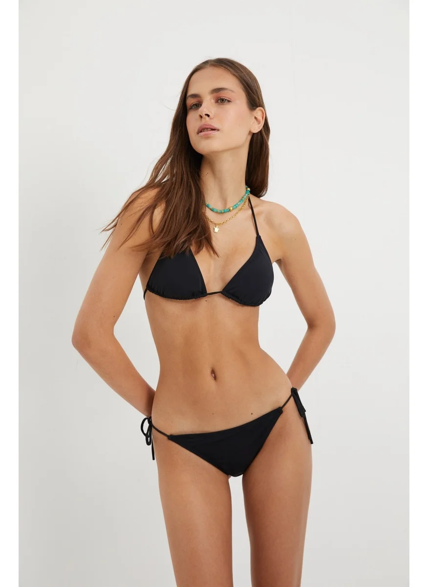 Pieces Of Melon Black Side String Bikini Bottom