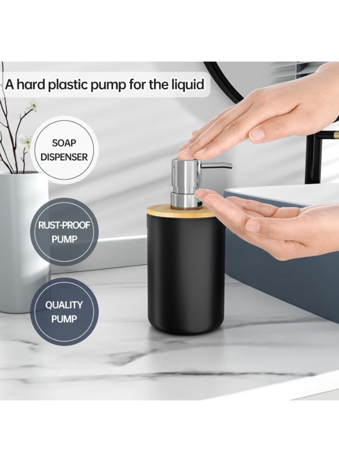 YelaJoy 6Pcs Black Bamboo Bathroom Accessories Set Toilet Toothbrush Holder Set Bamboo Soap Box Toothbrush Trash Bin Kit Bamboo Bath Accessories for Home Hotel - Image 3