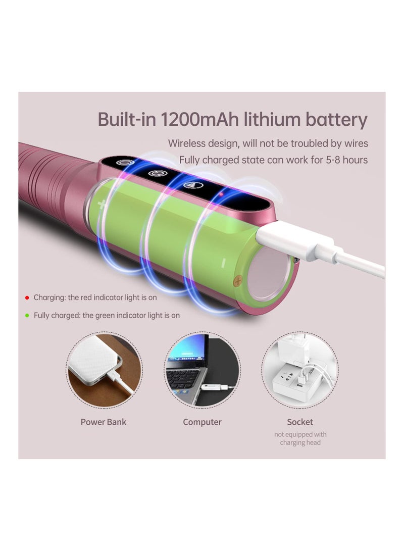 USB Rechargeable Electric Nail File with 3 Speed Adjustment 30000 RPM Portable Nail Drill Machine E File for Acrylic Gel Nails Pink - Image 3