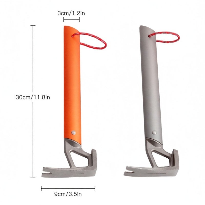 Tent Hammer: Stainless Steel Head & Aluminum Alloy Handle - Multifunctional Nail Tool Bottle Opener - Lightweight Portable Tent Peg Driver for Camping Outdoor Tent Setup - Image 2