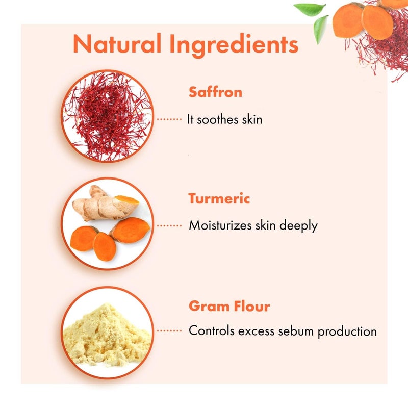 Good Vibes Ubtan 100 Pure Insta Glow Powder 150 g Detoxifying Cleansing Brightening Face Pack Powder For All Skin Types With Turmeric Saffron Gram Flour No Parabens Sulphates Mineral Oil - Image 2