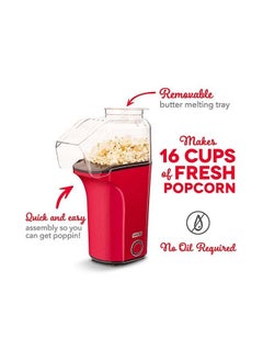 Dash Hot Air Popcorn Popper Maker With Measuring Cup To Portion Popping Corn Kernels + Melt Butter, 16 Cups 1400 W DAPP150V2RD04 Red  - Image 4