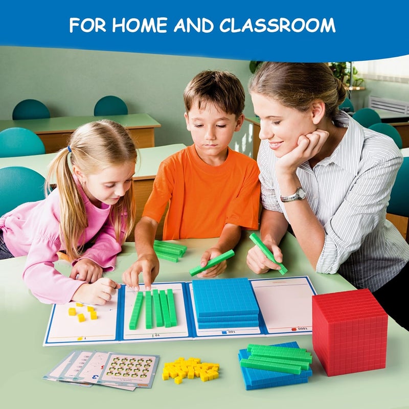 stochastic box Base Ten Blocks Plastic 143 pcs Math Manipulatives Kindergarten Counting Cubes for Kids Math,Place Value Blocks for Early Counting Math Toy for 1st grade - Image 5