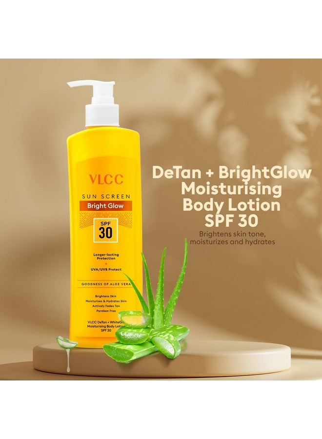 VLCC DeTan + WhiteGlo Moisturising Body Lotion SPF 30 PA+++ - 350ml | Brightens and Moisturises skin | With Cocoa, Shea Butter, Aloe Vera, and Almond Oil. - Image 3