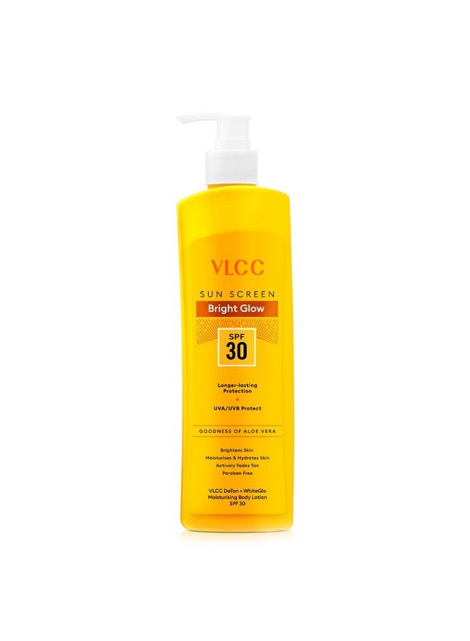 VLCC DeTan + WhiteGlo Moisturising Body Lotion SPF 30 PA+++ - 350ml | Brightens and Moisturises skin | With Cocoa, Shea Butter, Aloe Vera, and Almond Oil. - Image 1