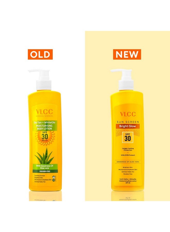 VLCC DeTan + WhiteGlo Moisturising Body Lotion SPF 30 PA+++ - 350ml | Brightens and Moisturises skin | With Cocoa, Shea Butter, Aloe Vera, and Almond Oil. - Image 2
