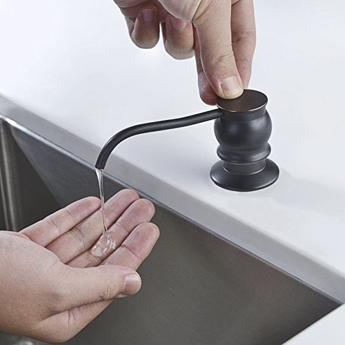 GICASA Brass Kitchen Soap Dispenser, Oil Rubbed Bronze in Sink Liquid Dish Soap Dispenser with High Capacity 500ML （17oz） ABS Bottle, Under Sink Hand Metal Dispenser Pump - Image 5