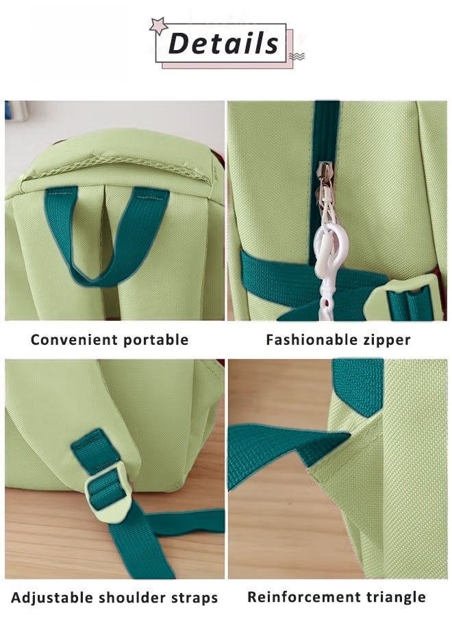 HQ-GAMING 5PCS Backpack Set for Girls, Schoolbag with Cute Bear Accessories - School Bookbag, Shoulder Bag, Handbag, Pen Pouch & Small Bag- Perfect for Student Back to School Supplies (Green)  - Image 4