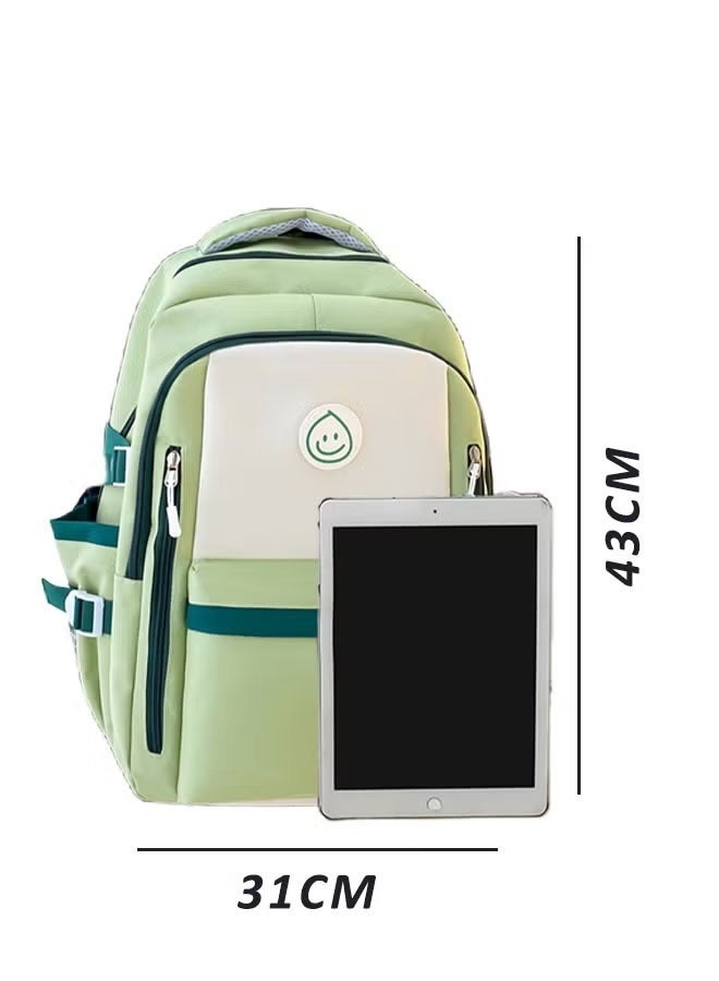 HQ-GAMING 5PCS Backpack Set for Girls, Schoolbag with Cute Bear Accessories - School Bookbag, Shoulder Bag, Handbag, Pen Pouch & Small Bag- Perfect for Student Back to School Supplies (Green)  - Image 2