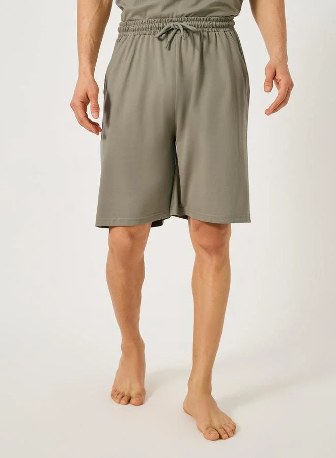 Styli Contrast Piped Pocket Detail T-Shirt and Short Pyjama Set