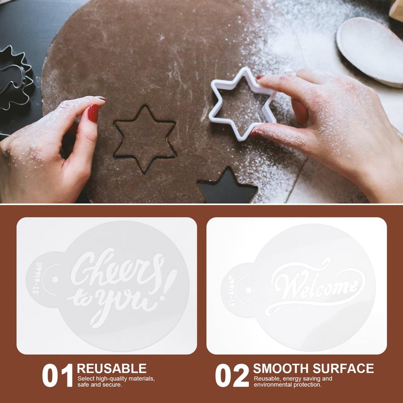 20 Pcs Plastic Coffee Stencils Set For Latte Art Milk Foam And Powdered Sugar Decorating - Image 5