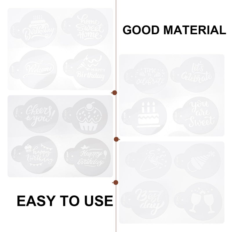 20 Pcs Plastic Coffee Stencils Set For Latte Art Milk Foam And Powdered Sugar Decorating - Image 4