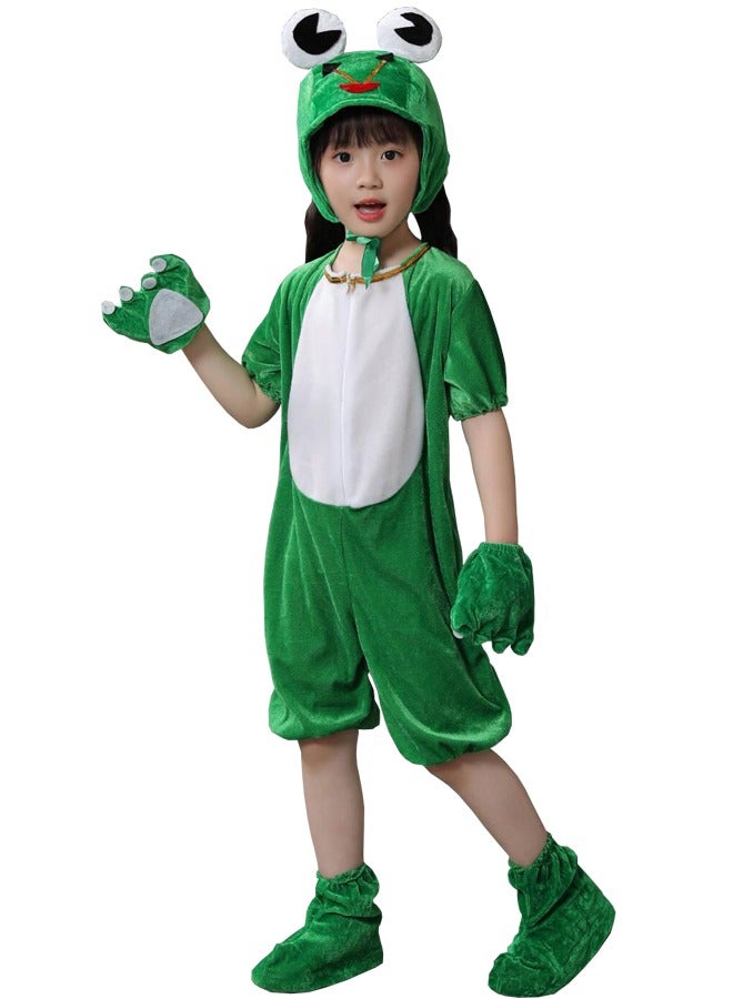 Frog Cosplay Costume Set, Kid Frog One-piece Clothing, Hat, Gloves,Foot Muffs - Image 1