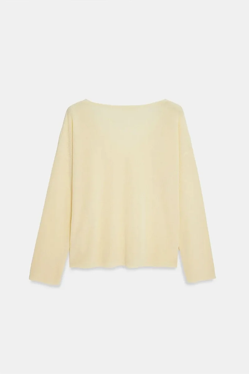 Dilvin Cream Natural DILVIN Women's V-neck Ribbed Knit Sweater for Women | Best Price UAE