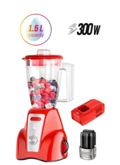 Cordless Stand Blender Juicer 1.5L – Rechargeable 2000mAh Battery, Powerful 300W Motor, 2-Speed Control, 4 Stainless Steel Blades, Portable Smoothie Maker for Home, Kitchen & Travel – Red