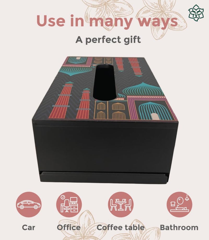 MaatirDesigns Premium Wooden Taj Mahal India Tissue Box Cover Tissue Box Holder for Car Home - Image 2