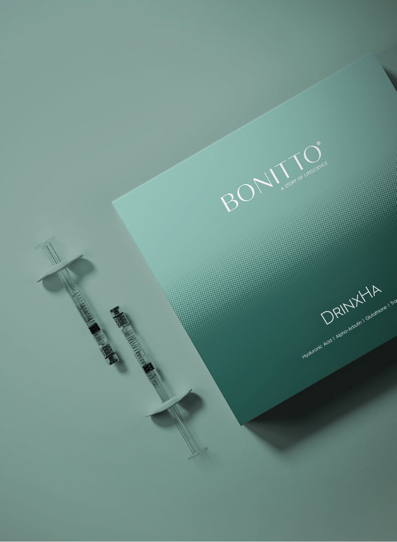BONITTO® DRINXHA 2-Piece Needle-Free Skin Pigmentation Corrector with Alpha-Arbutin, Glutathione, Tranexamic Acid & Sodium Hyaluronate – 0.5ml + 1.5ml | Dark Spot Remover, Brightening Booster, Even Skin Tone & Hydration Serum  - Image 2