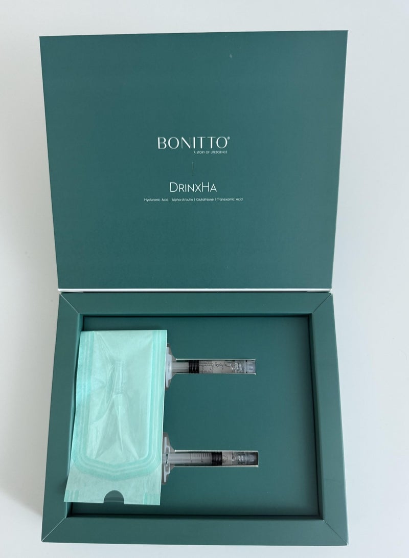 BONITTO® DRINXHA 2-Piece Needle-Free Skin Pigmentation Corrector with Alpha-Arbutin, Glutathione, Tranexamic Acid & Sodium Hyaluronate – 0.5ml + 1.5ml | Dark Spot Remover, Brightening Booster, Even Skin Tone & Hydration Serum  - Image 4