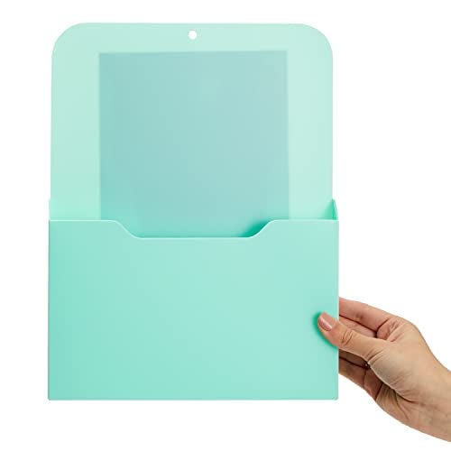 Okuna Outpost Magnetic File Holder - Space-Saving Wall File Organizer - Refrigerator & Cabinet Mail Organizer - Whiteboard Magnetic Folder Holder - Mint - 10 x 13 in - Pack of 2 - Image 4