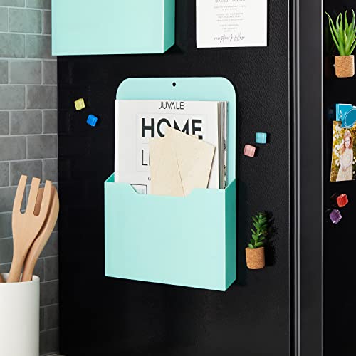 Okuna Outpost Magnetic File Holder - Space-Saving Wall File Organizer - Refrigerator & Cabinet Mail Organizer - Whiteboard Magnetic Folder Holder - Mint - 10 x 13 in - Pack of 2 - Image 3