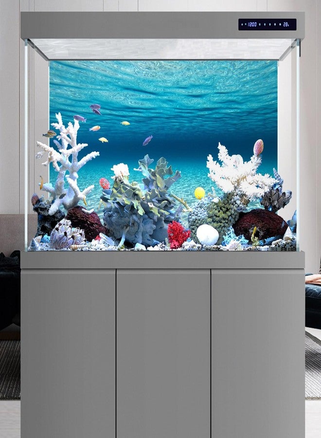 AWERT 48x20 inches Polyester Sunshine Ocean Floor Fish Tank Background Undersea Theme Aquarium Background Underwater Fish Tank Background - Image 2