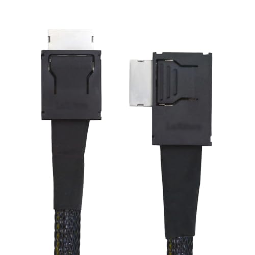 xiwai Left Angled 90 Degree Connector Dual Shield OcuLink PCIe 40 PCIExpress SFF8611 4i Male to SFF8611 Male Data Active Cable for External eGPU SSD 50cm - Image 1