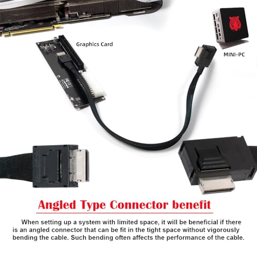 xiwai Left Angled 90 Degree Connector Dual Shield OcuLink PCIe 40 PCIExpress SFF8611 4i Male to SFF8611 Male Data Active Cable for External eGPU SSD 50cm - Image 3