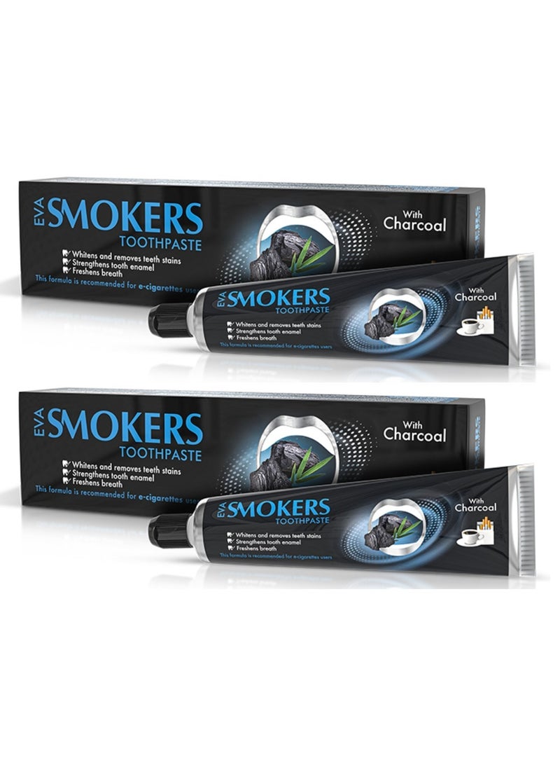 إيفا مجموعة من قطعتين معجون لتنظيف الاسنان بالفحم 50X2 جم - Image 1