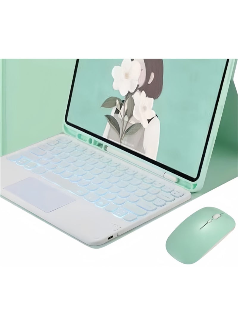 Yegni Compatible with Samsung tablet series Bluetooth backlit keyboard touch keyboard leather case with pen slot and mouse - Image 3