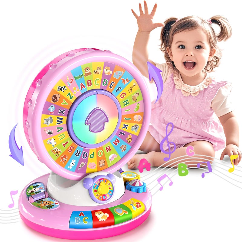 Duchong Learning Toy for 1 2 3 Year Old Girls, Spin and Sing Alphabet Zoo with Sounds, Interactive Educational Toys for Toddlers 1-3, Christmas 1st Birthday Gifts for Baby Girls Boys 9-12-18 Months - Image 1