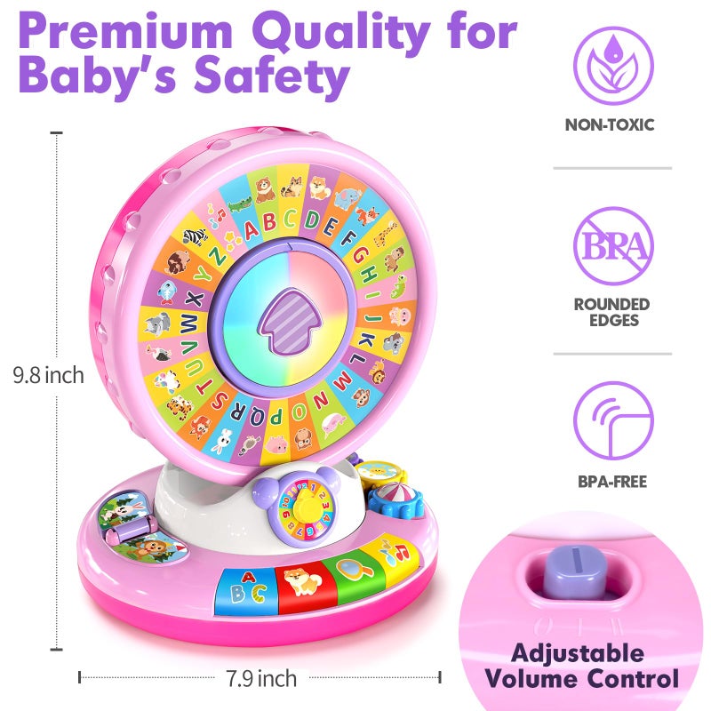 Duchong Learning Toy for 1 2 3 Year Old Girls, Spin and Sing Alphabet Zoo with Sounds, Interactive Educational Toys for Toddlers 1-3, Christmas 1st Birthday Gifts for Baby Girls Boys 9-12-18 Months - Image 3